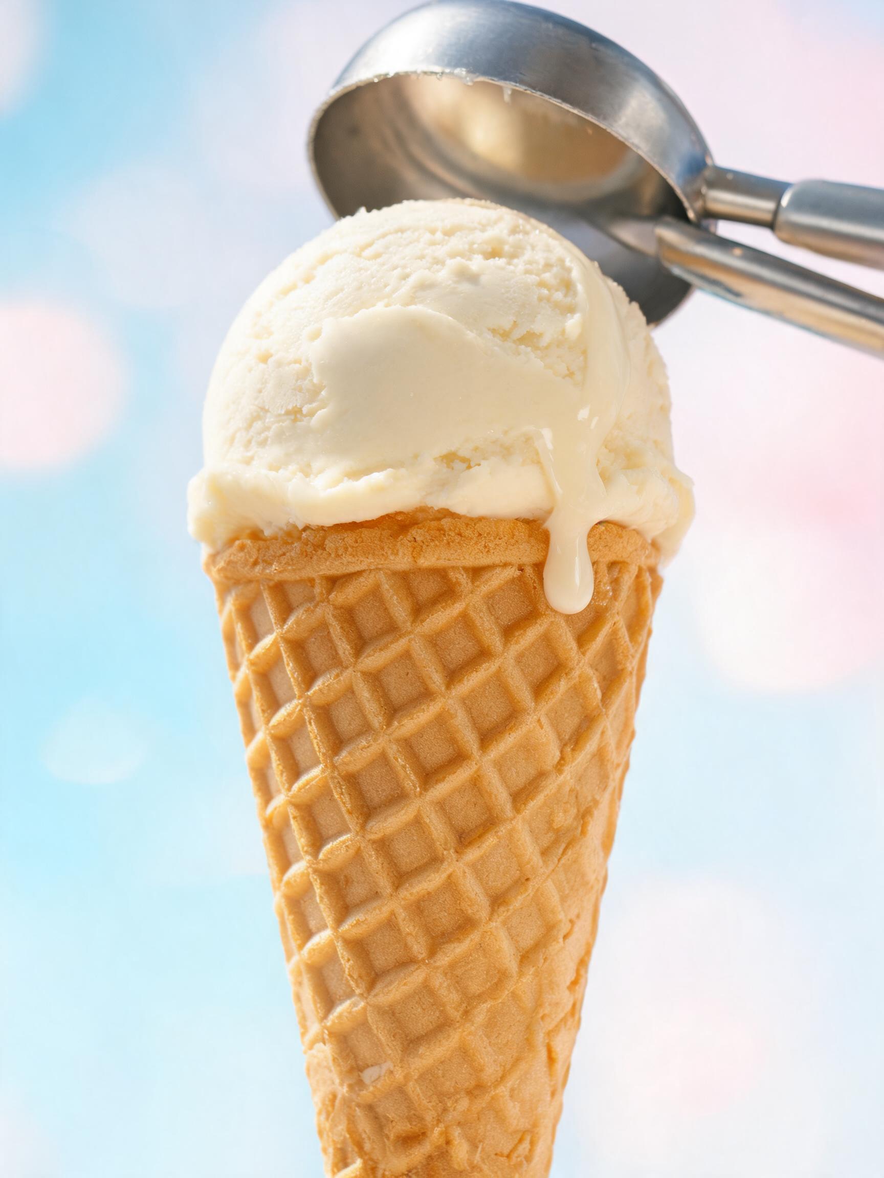Vanilla Ice Cream Cone with Scoop