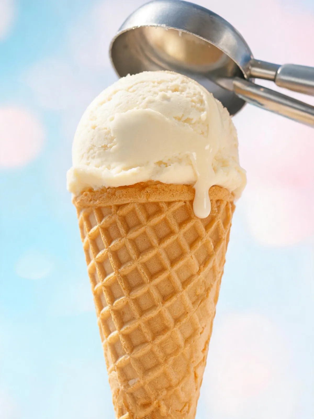 Vanilla Ice Cream Cone with Scoop