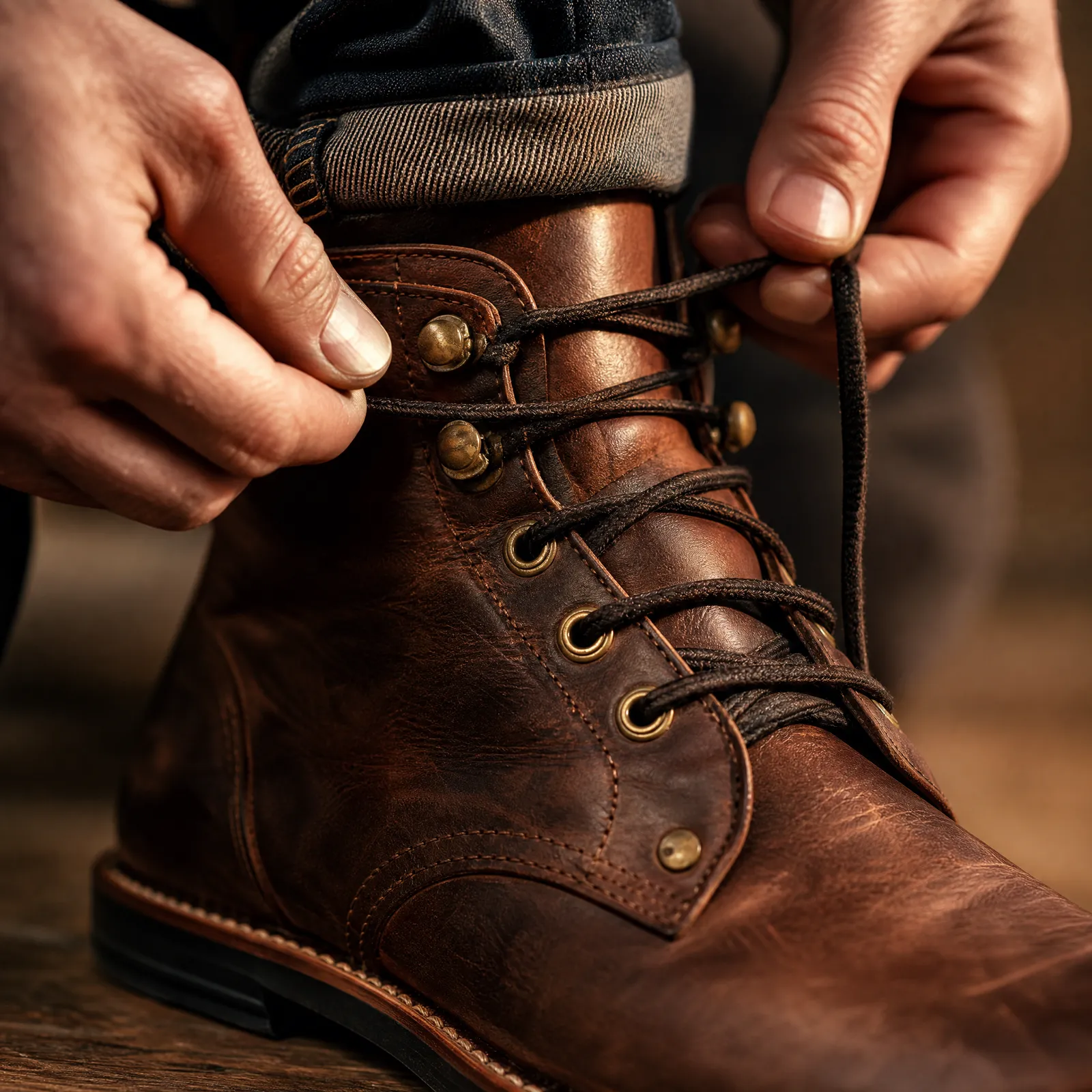 Lacing Up Leather Boots