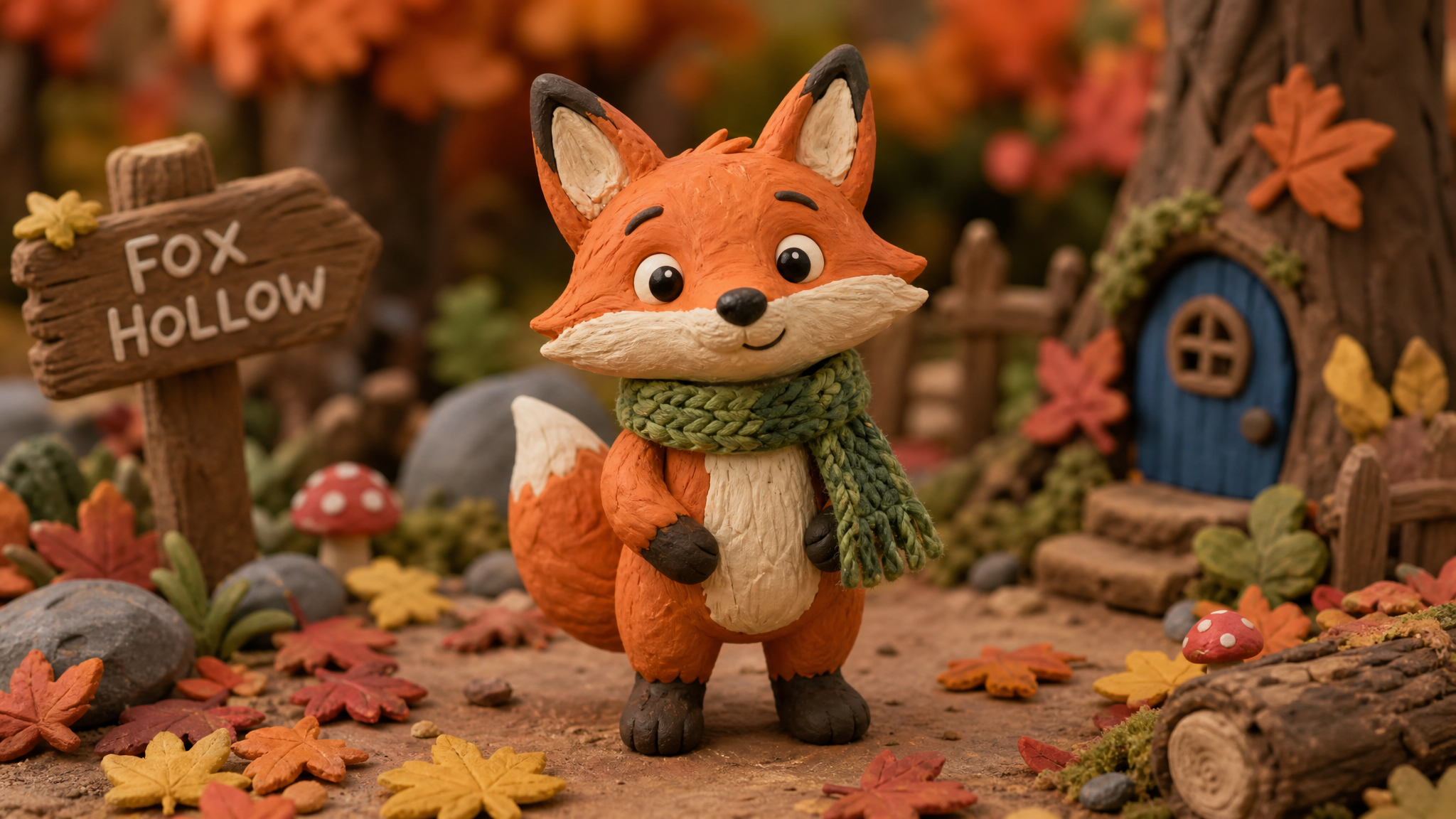 A Cheerful Clay Fox in Fox Hollow