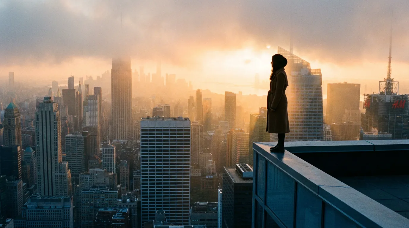 Rooftop Cityscape at Golden Hour