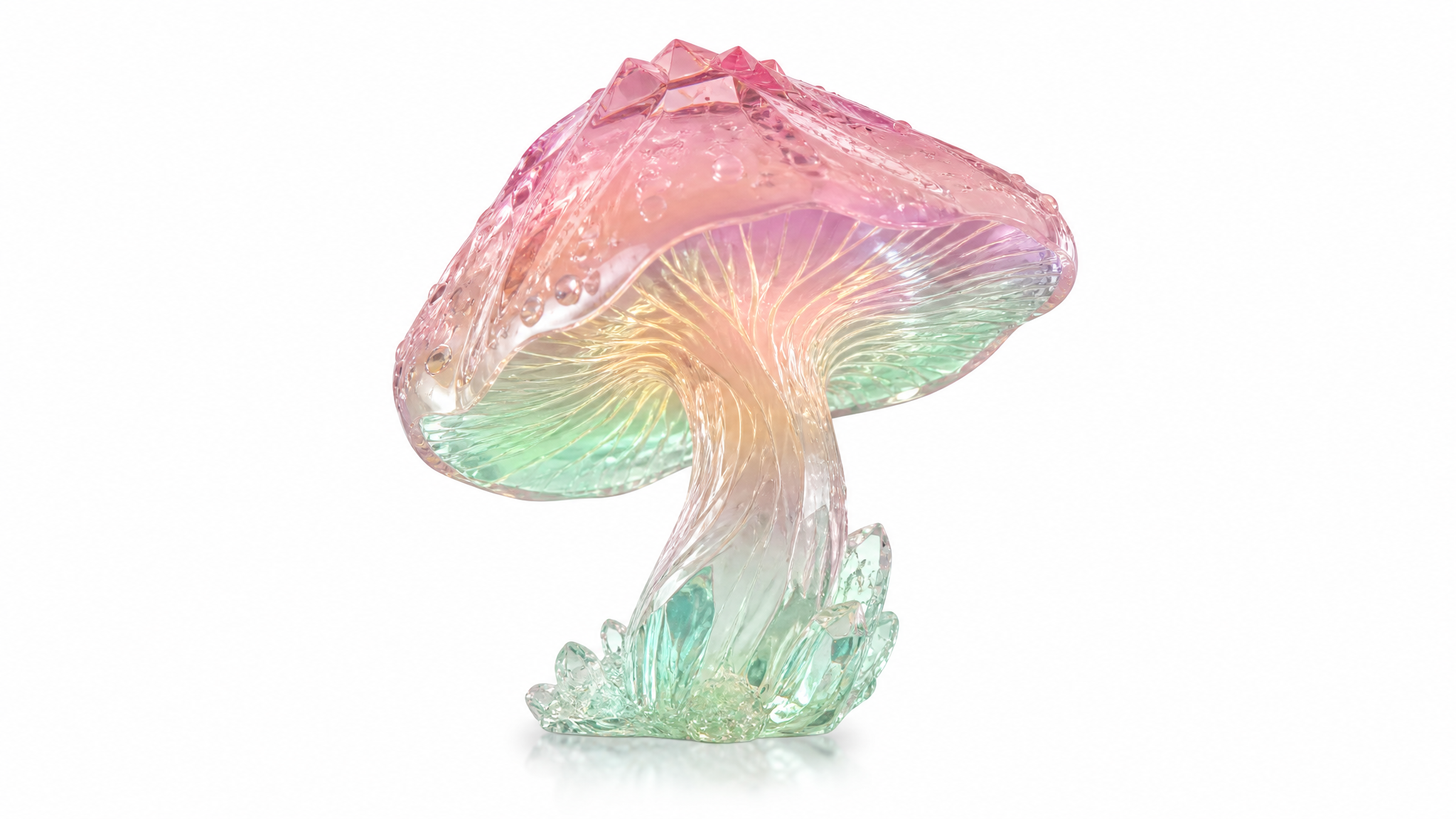 Iridescent Crystal Mushroom Sculpture